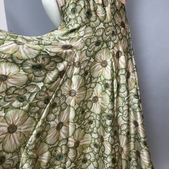 Indian Dress Rhinestones Floral Size XL Green Ruched Top Maxi Floral Embellished - Picture 13 of 14
